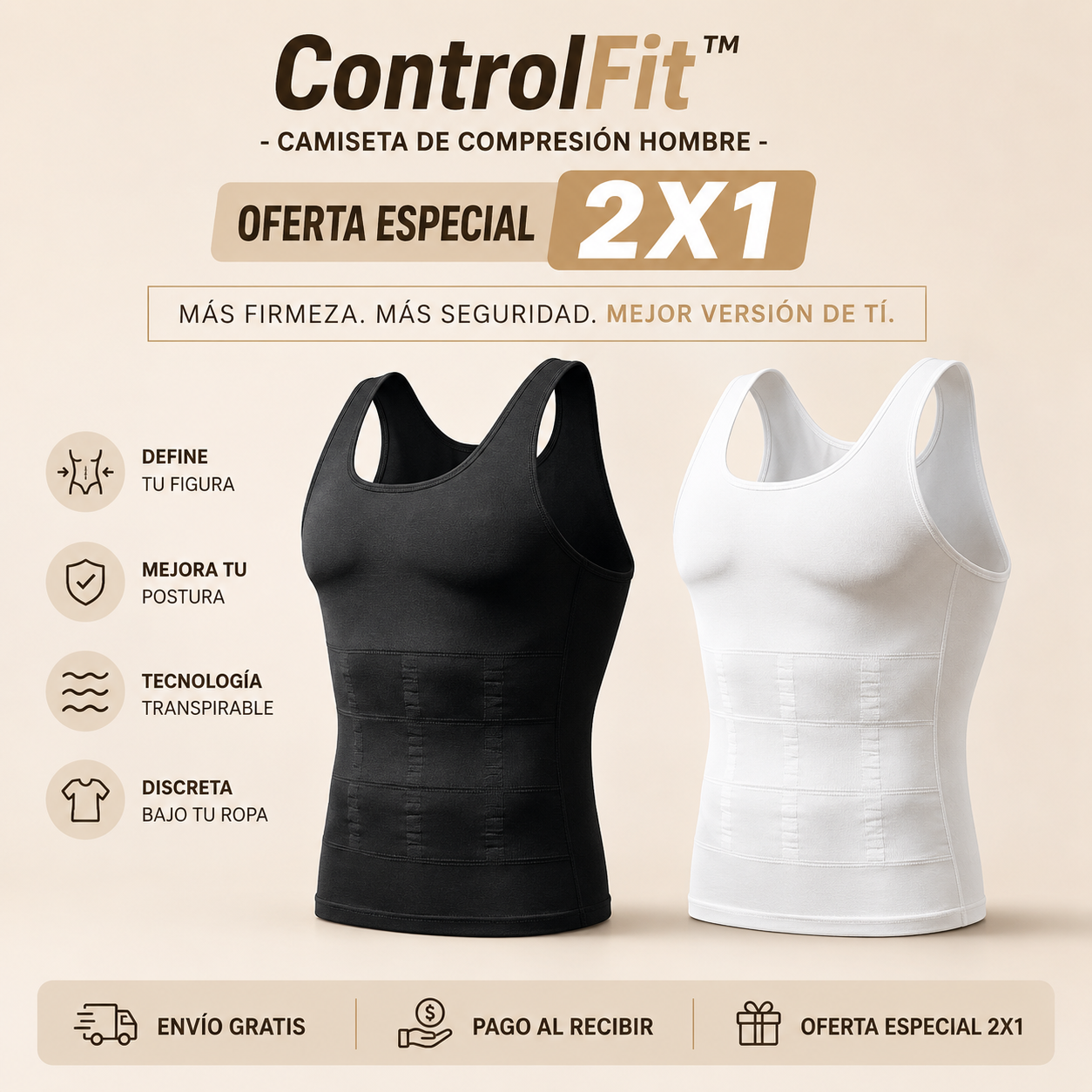 ControlFit™ - Camiseta Reductora Hombre - Oferta Especial 2X1