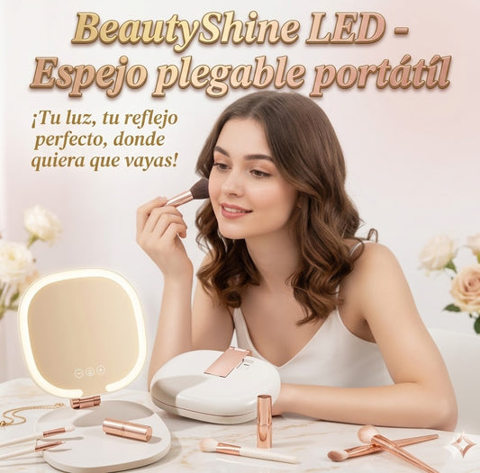 BeautyShine LED - Espejo plegable portátil